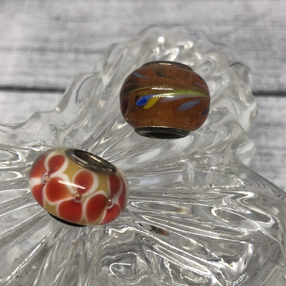 STERLING silver 925 art glass slider charms - Picture 2 of 3
